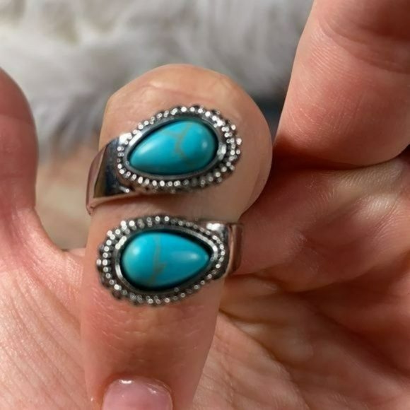 RELISTED Turquoise Stone Adjustable Wrap Ring - Picture 5 of 5